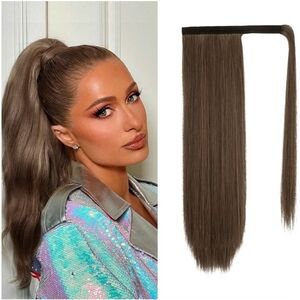 Straight Wrap Ponytail Extension - 18 Inch Long Straight Wrap Around Ponytails